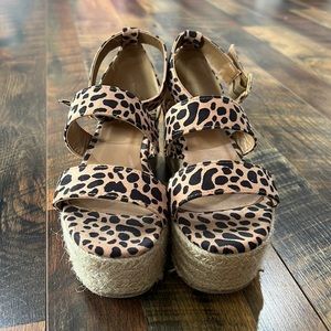 Cheetah print wedge sandals